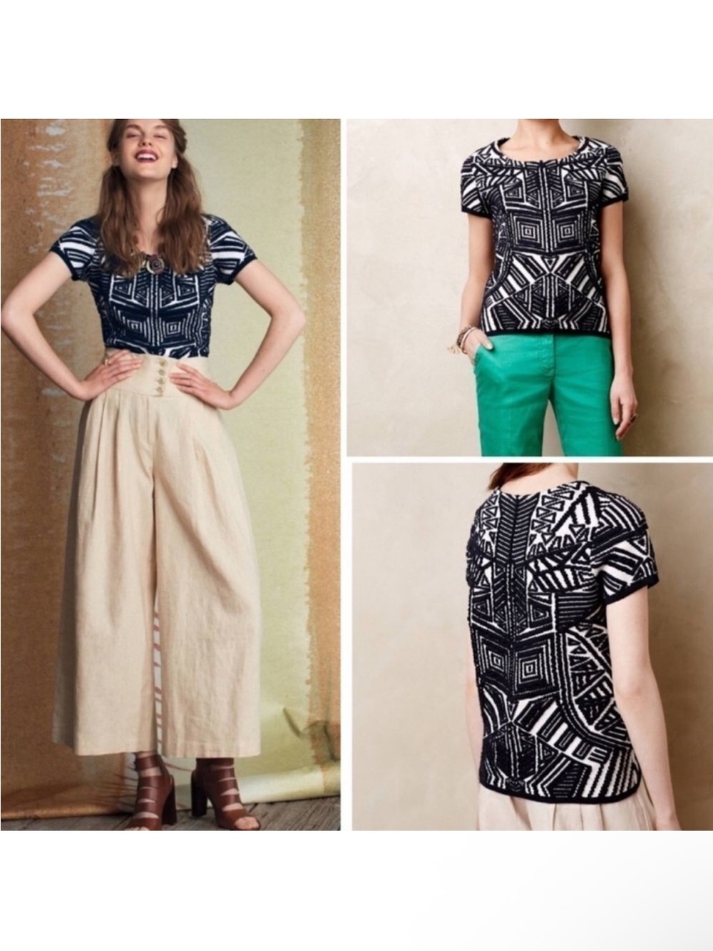 Anthropologie MOTH Dahlia Jacquard Tribal Embroidered Top M